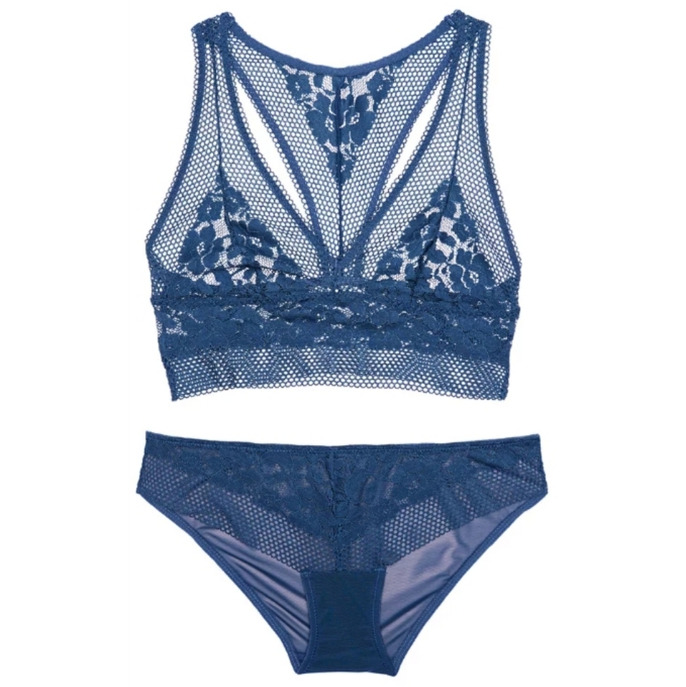 Pantie and Brass set, sizes M, color Blue